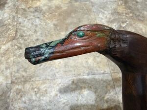 Sonora Sunset Carved Head With Ironwood Walking Stick Handmade Alligator Handle